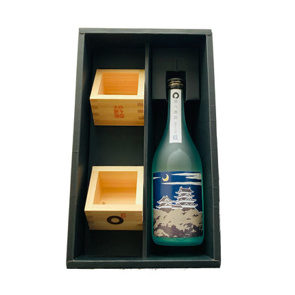 大洲城ラベル【酒六酒造・夜景】720mlと選べる一合枡のセット【専用箱】
