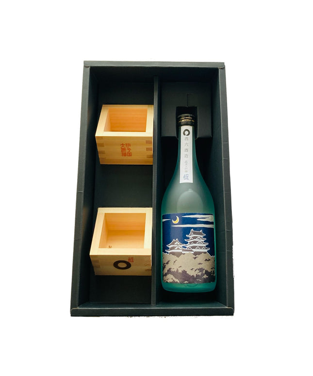 大洲城ラベル【酒六酒造・夜景】720mlと選べる一合枡のセット【専用箱】